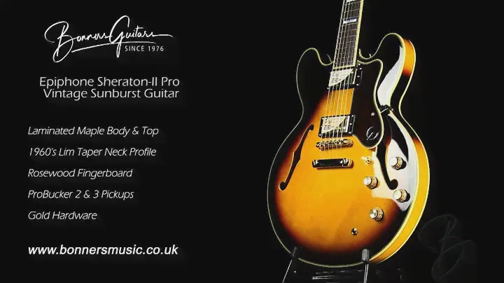 Epiphone Sheraton-II Pro Vintage Sunburst Guitar | Bonners Guitar Store