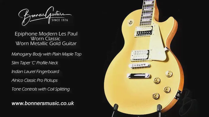 Epiphone Modern Les Paul Worn Classic Worn Metallic Gold Guitar | Bonners Guitar Store