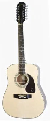 EPIPHONE DR-212 NATURAL CH HDWE - гитара акустическая, 12-струнная, дредноут, цвет натуральный