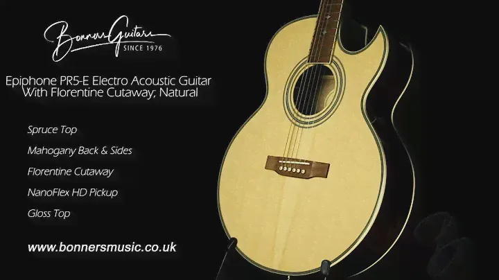 Epiphone PR5 E Electro Acoustic Guitar With Florentine Cutaway; Natural